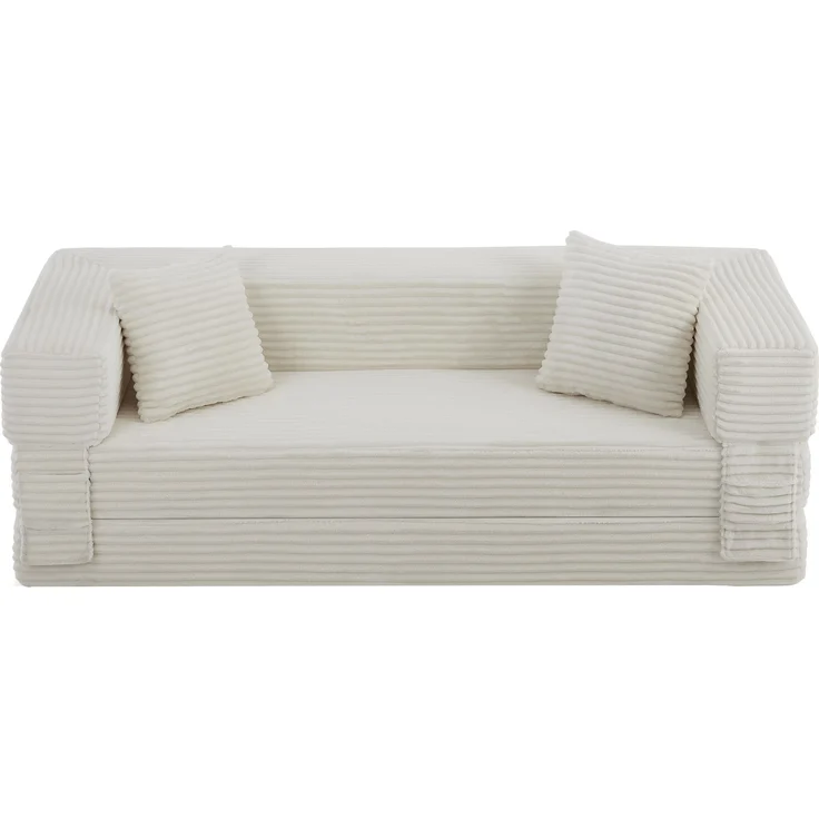 ZUBALIYA Schlafsofa, mit Schlaffunktion, H 60 × T 200 × B 76 cm, Weiß, Schaumstoff – Bild 11