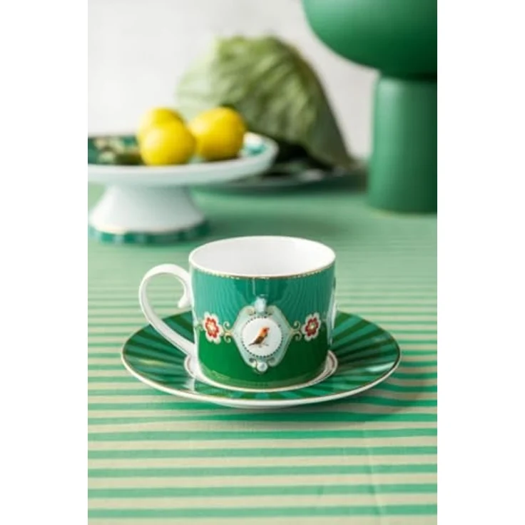 PiP Studio Tasse Love Birds Medallion Emerald-Green Tasse mit Untertasse 0,2l Set2, Porzellan – Bild 7