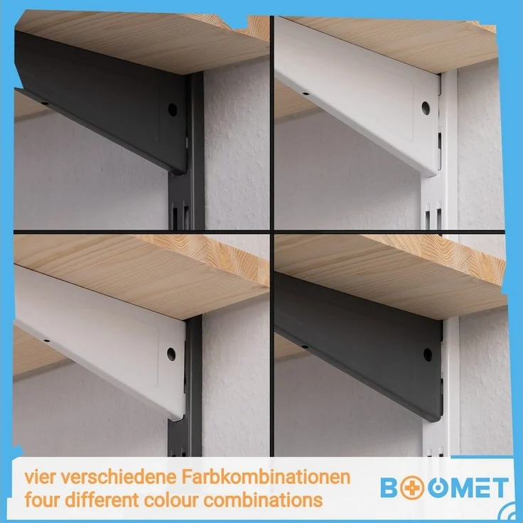 BOOMET Wandregal Regal Bausatz weiß, 80 9-tlg, Wandboard Bücherregal Hängeregal Leimholz Holzboden – Bild 3