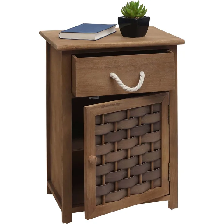 Kommode HWC-K83, Schrank Schubladenschrank, Holz 55x39,5x28,5cm ~ dunkelbraun, Polyrattan dunkelbraun