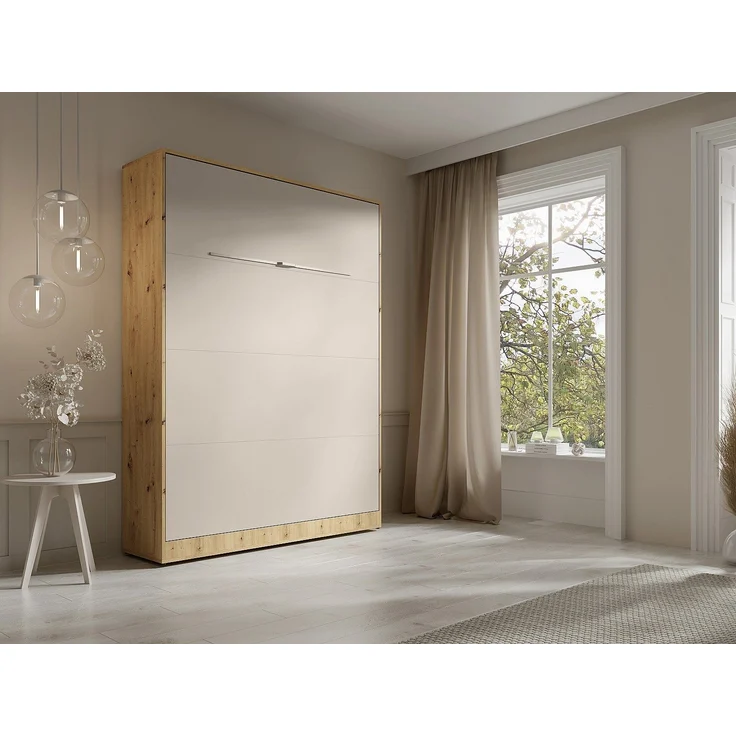 Vente-unique - RAPILI - Schrankbett - Metall - Beige, Naturfarben hell - 159 x 239.2 x 225.2 cm – Bild 4