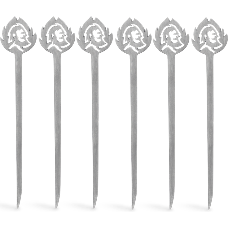 BURNHARD Burgerspieße, 6 Stück, aus rostfreiem Edelstahl, Metallspieße mit breiter Grifffläche, 15 cm lange Schaschlikspieße, als Fleischspieß oder Grillspieß - Multi-Color - #945620 – Bild 5