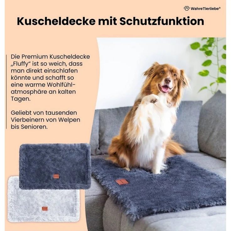 Wahre Tierliebe Tierdecke Premium Kuscheldecke Fluffy - hält warm - wasserabweisend – Bild 3