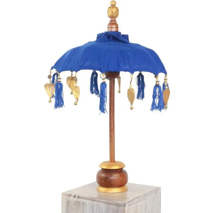 Oriental Galerie Sonnenschirm Kleiner Tischschirm aus Indonesien Blau Gold