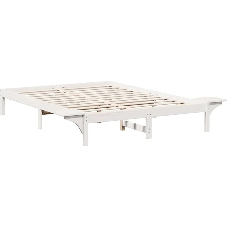 vidaXL Bettrahmen Weiß 160 x 200 cm Massives Kiefernholz 873182 – Bild 7