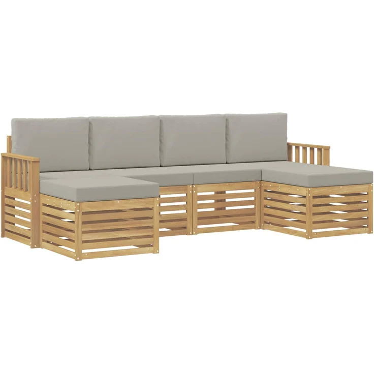 vidaXL Outdoor-Sofagarnitur 5 stk. 6-Sitzer Weiß und Hellgrau 3392266 – Bild 2