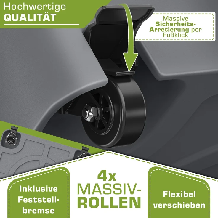 tillvex® Sonnenschirmständer PAVERA mit Rollen & Bremsen Anthrazit | Schirmständer befüllbar 37 Liter / 56 kg | Schirmgewicht Sonnenschirm & Marktschirm Ø 1,8-3,7m | Ampelschirmständer wetterfest – Bild 5