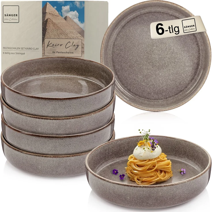 SÄNGER Pastaschalen Set Kairo Graphit - 6 teilig aus Steingut – Bild 1