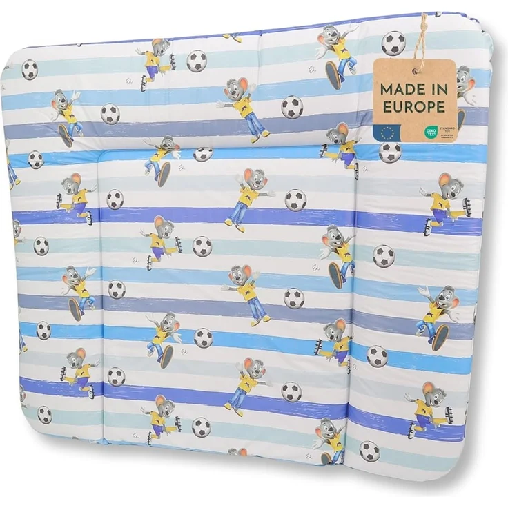 pic Bear Wickelauflage - hochwertige Wickelmatte - Wickeltischauflage - pflegeleichte Wickelunterlage - Auflage Wickelkommode - 85x72 cm - Streifen blau-weiß