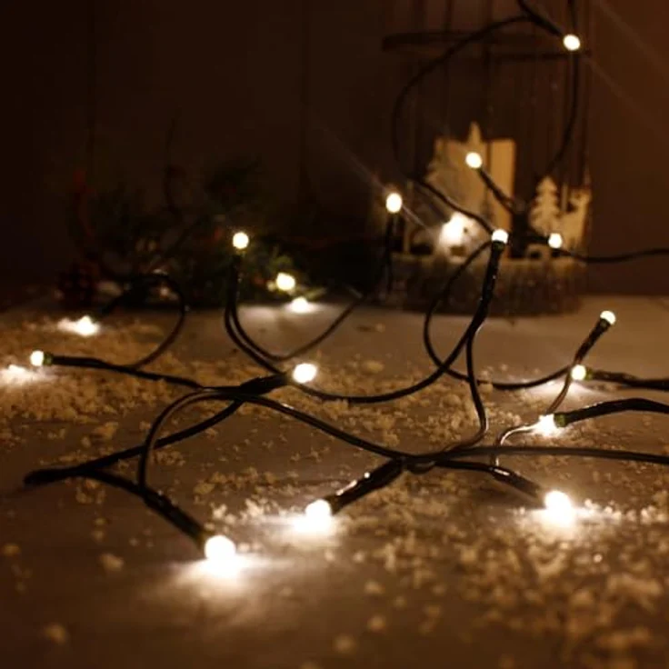 hellum LED Mini Lichterkette Innen, 100 mini LED Lichter, 1485cm beleuchtete Länge, Lichterkette Strom mit Stecker, Kabel grün, warmweiß Innen, für Weihnachtsbaum 577600 – Bild 9