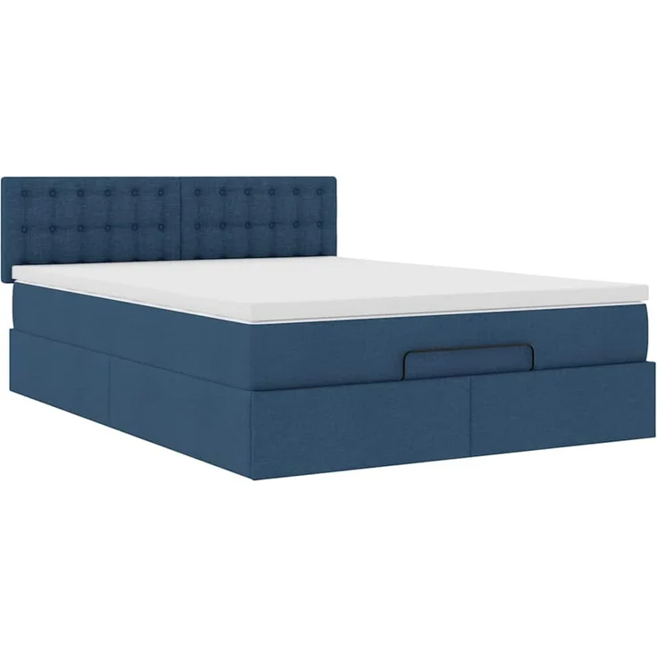 vidaXL Ottoman-Bett mit Matratze Blau 140x200 cm Stoff 3311635 – Bild 4