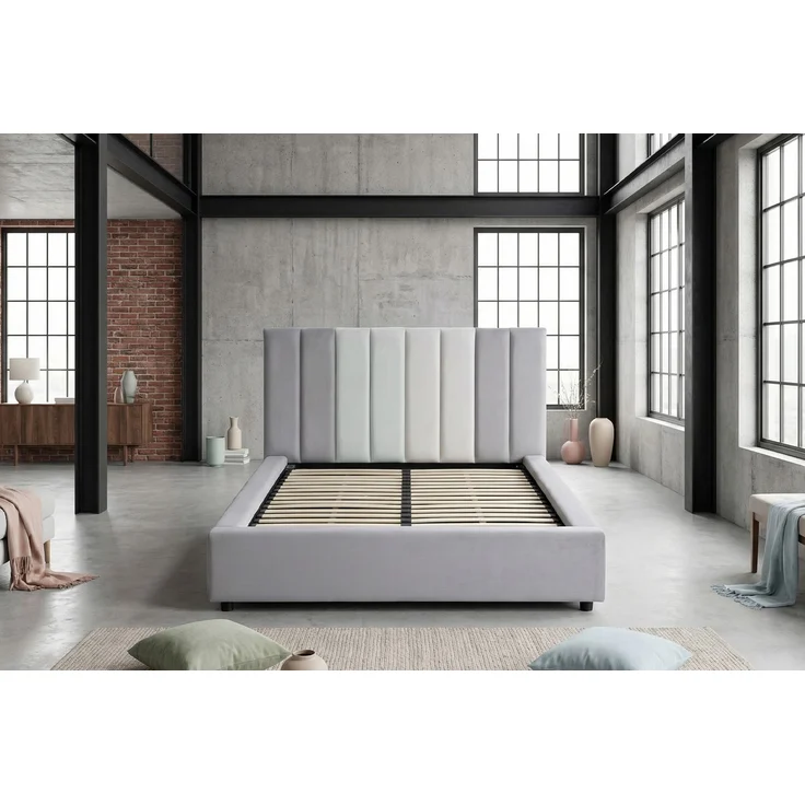 KAWOLA Bett CATTURA Polsterbett Velvet grau 140x200cm mit Lattenrost – Bild 4