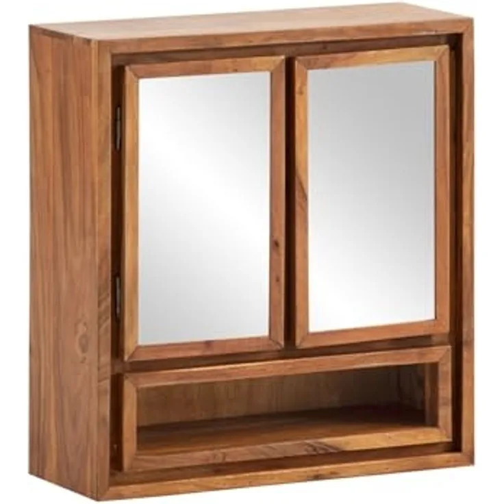 Spiegelschrank Bad massivum Maddox Akazienholz 50x55x20 cm Bad-Hängeschrank mit Spiegel Badezimmerschrank Landhausstil braun