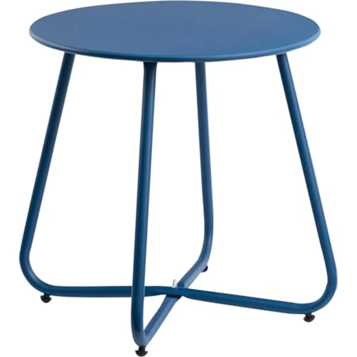 HollyHOME Beistelltisch Outdoor Balkontisch Klein Gartentisch Rund Beistelltisch Metall Wetterfest Loungetisch Outdoor Couchtisch für Patio Terrasse Wohnzimmer, Navy Blau – Bild 9