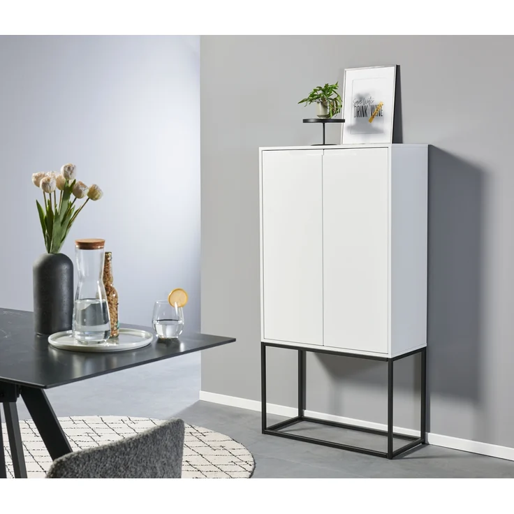 Barschrank >Bar 3< 10 Fächer, Halterung für Weingläser, Weiß matt - 79x156x38cm (B/H/T) – Bild 6