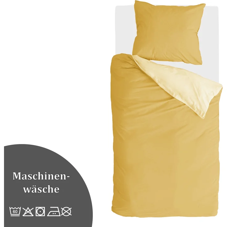 Bettwäsche-Set (135x200cm) - Byrklund Side Way Ocher-Yellow/White – Bild 4