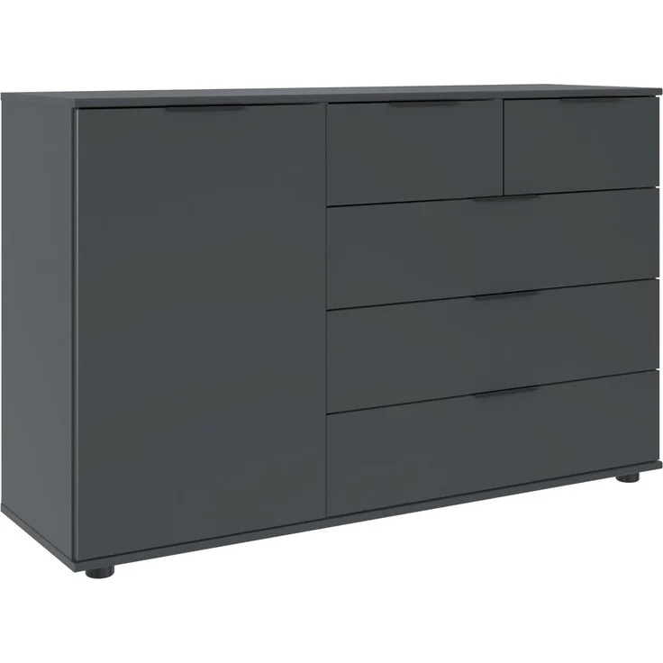 Schlafzimmer-Set >Tilburg< (5tlg.) Bett 168x92x210cm, Schrank, 2 Nachtkommoden, Sideboard, Grafit – Bild 3