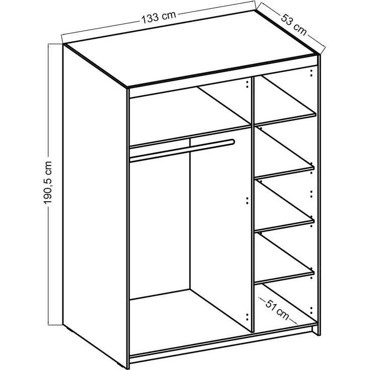 AX LIVING Storicos 3T 3 türig Kleiderschrank Weiß 133cm Breite, modern – Bild 6