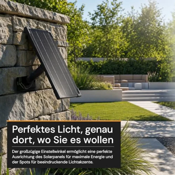 LUXULA Solar LED-Gartenleuchten Set, 5W, 3000K, 200lm, warmweiß, IP54, schwarz, 4 Stück – Bild 6