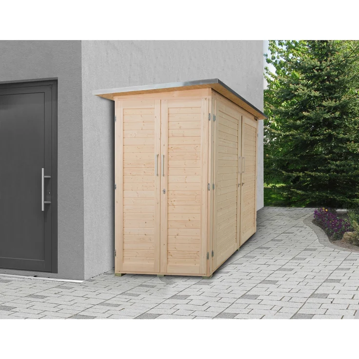 Weka Garten Q Kompakt, Gartenschrank Natur mit flexiblen Einlegeböden, 200 cm x 125 cm