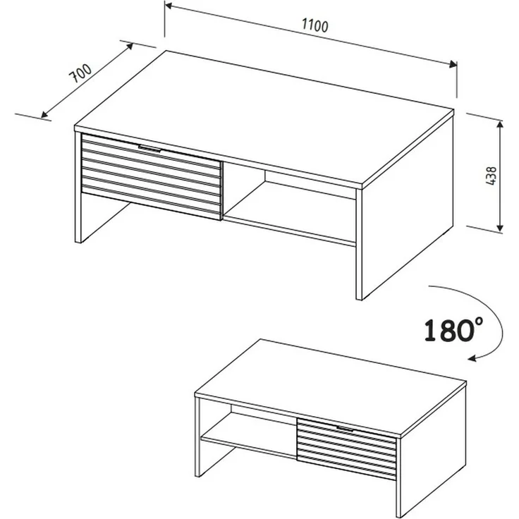 Couchtisch >Ina< in Grün, Holzwerkstoff - 110x44x65cm (BxHxT) – Bild 6