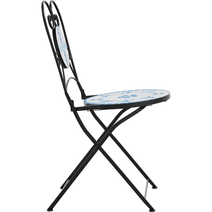 vidaXL Bistrostühle 2 Stk. Klappbar Blau und Weiß Keramik 4003404 – Bild 5