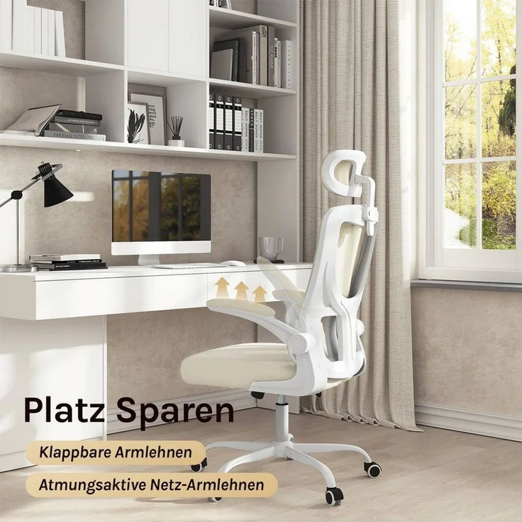 Woltu Bürostuhl (1 St), ergonomisch,Schaukelfunktion, Netzstoff, umkehrbare Armlehnen – Bild 4