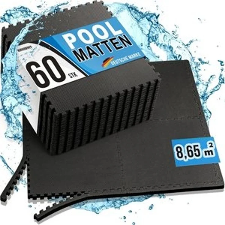bonsport Pool Unterlegmatte Poolmatte 60 Stück - Bodenschutz Matte für den Pool/Planschbecken - Bodenfolie Bodenmatte Poolunterlage Bodenschutz schwarz – Bild 6