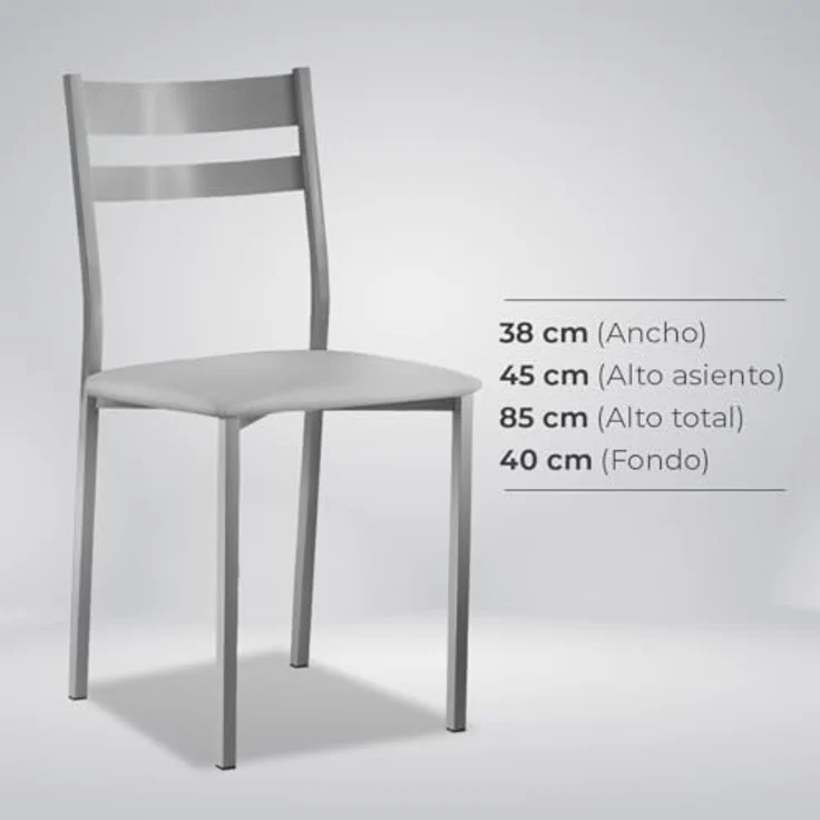 ASTIMESA Zwei Küchenstühle, Rückenlehne, Streifen, Grau – Bild 9