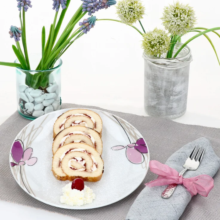 6er Set Viola Kuchenteller Porzellan 6 Personen Dessert Frühstücks-Teller Blumen – Bild 4