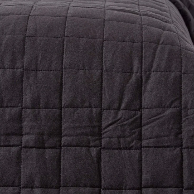 Plaid Gesteppte Tagesdecke aus 100% Baumwolle, schwarz/grau, 150 x 200 cm, Homescapes – Bild 2