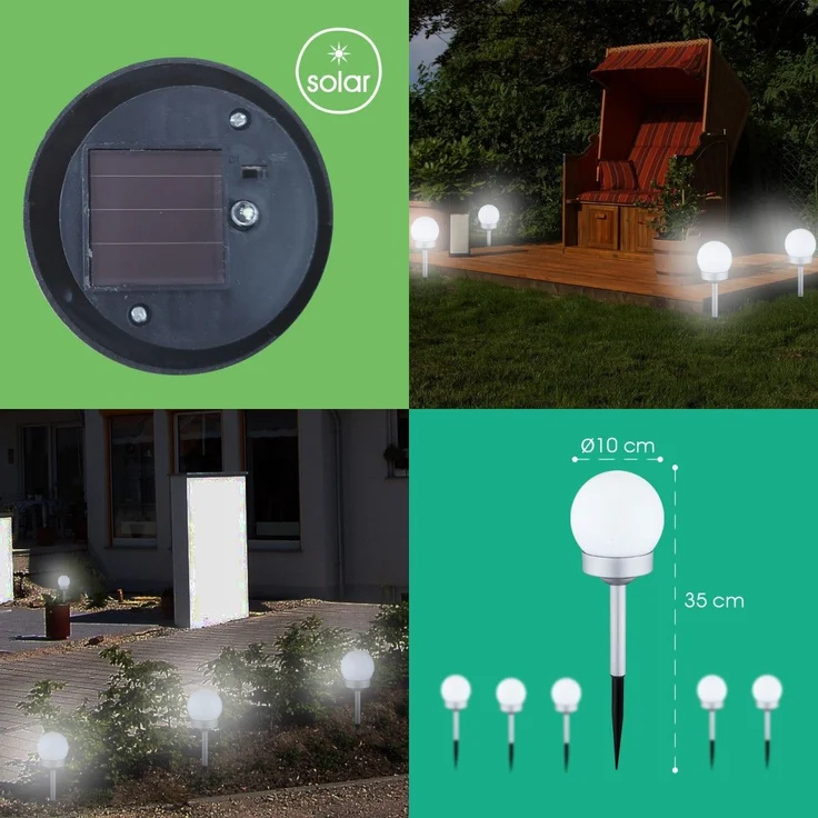 Solarleuchte Garten Solarlampe Kugel 2 x 3er Set Garten Wegeleuchte Außen – Bild 7