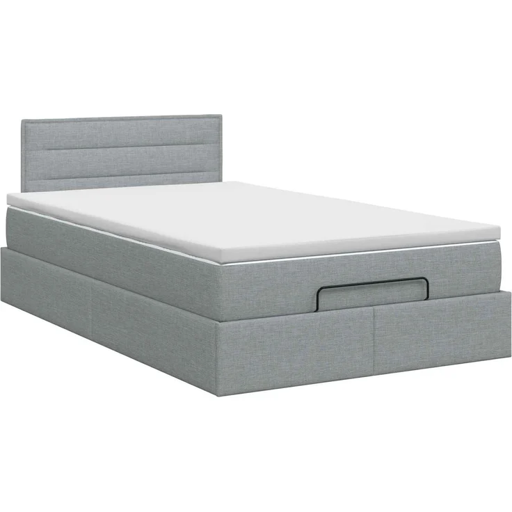 vidaXL Ottoman Bett mit Matratze Hellgrau 120 x 200 cm Stoff 3456233 – Bild 8