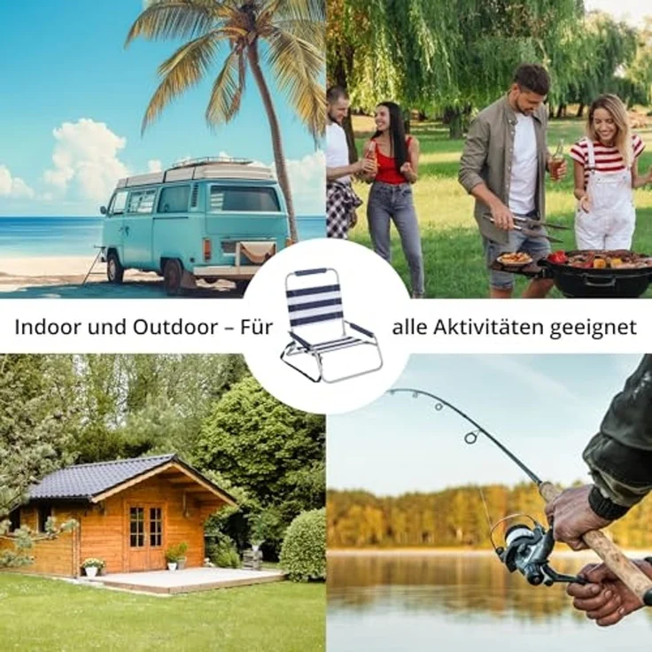 Stagecaptain Klappstuhl Strandstuhl klappbar leicht mit Schultergurt und Rückenlehne (1 St), Niedrige Sitzhöhe - alles griffbereit am Boden – Bild 3