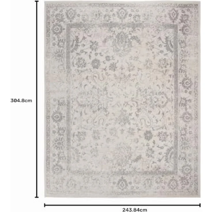 Safavieh Teppich 235x305 cm - Adirondack Collection - Groß - Transitional Design, Elfenbein & Silber, Pflegeleichte Synthetikmischung, Ideal für Wohnzimmer, Schlafzimmer, Büro | 1 cm Flor, Teppich für den Innenbereich, langlebig, kinder- und haustier... – Bild 2
