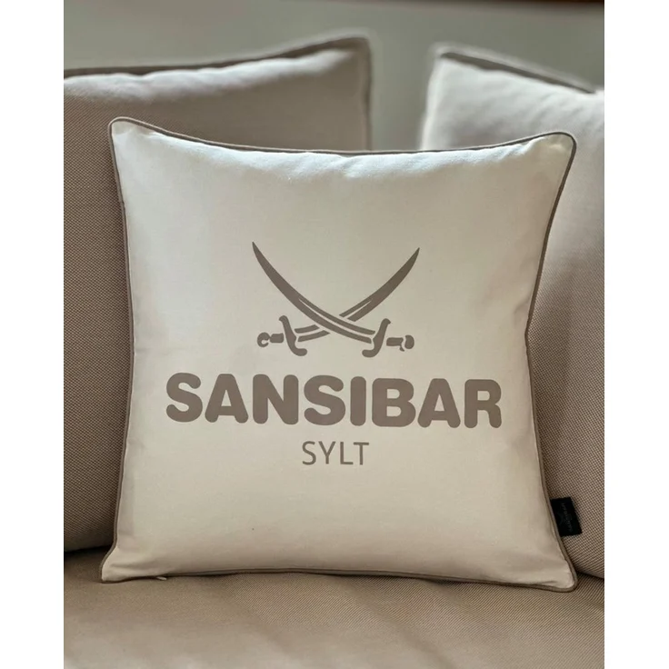 Sansibar Sylt Kissenhülle Kissenbezug Sansibar Sylt Kissenhülle, Sansibar Logo Druck, 45x45 cm, mit Logo-Schriftzug, mit verdecktem Reißverschluss – Bild 1