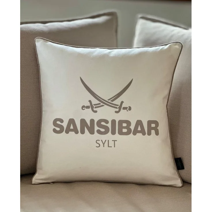 Sansibar Sylt Kissenhülle Kissenbezug Sansibar Sylt Kissenhülle, Sansibar Logo Druck, 45x45 cm, mit Logo-Schriftzug, mit verdecktem Reißverschluss