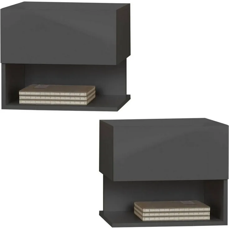 BMG Möbel Nachtschrank Faro 2 (Nachtkonsole) grifflose Schublade, wandhängend, links rechts montierbar