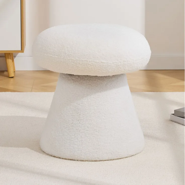 Drehhocker, Lammfell-Optik mit 360°-Drehfunktion, 41x41x44 cm, Weiß