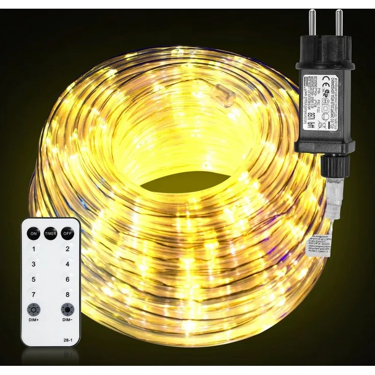 Clanmacy LED-Lichterschlauch LED Lichterschlauch Lichterkette 8 Modi IP65 Wasserdicht Warmweiß 10M