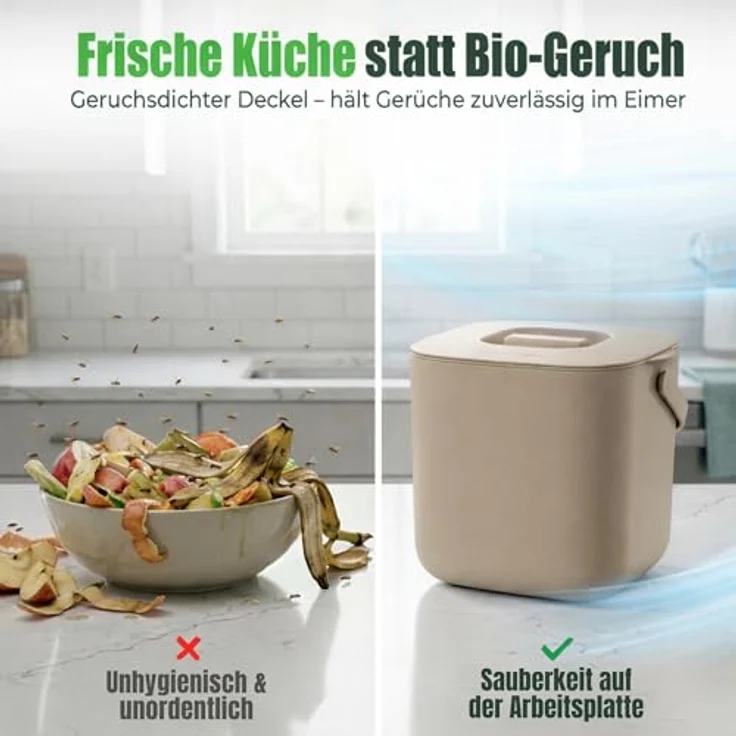 YourCasa Biomülleimer YourCasa® Biomülleimer Küche - Komposteimer für alltäglichen Biomüll, Mit Sieb, Spülmaschinenfest – Bild 9