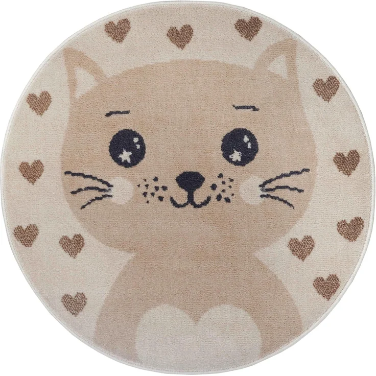 HANSE Home Kinderteppich Adventures Cat, rund, Höhe: 8 mm, Spielteppich, fest, Kinderzimmer, Kurzflor, Spielunterlage – Bild 1