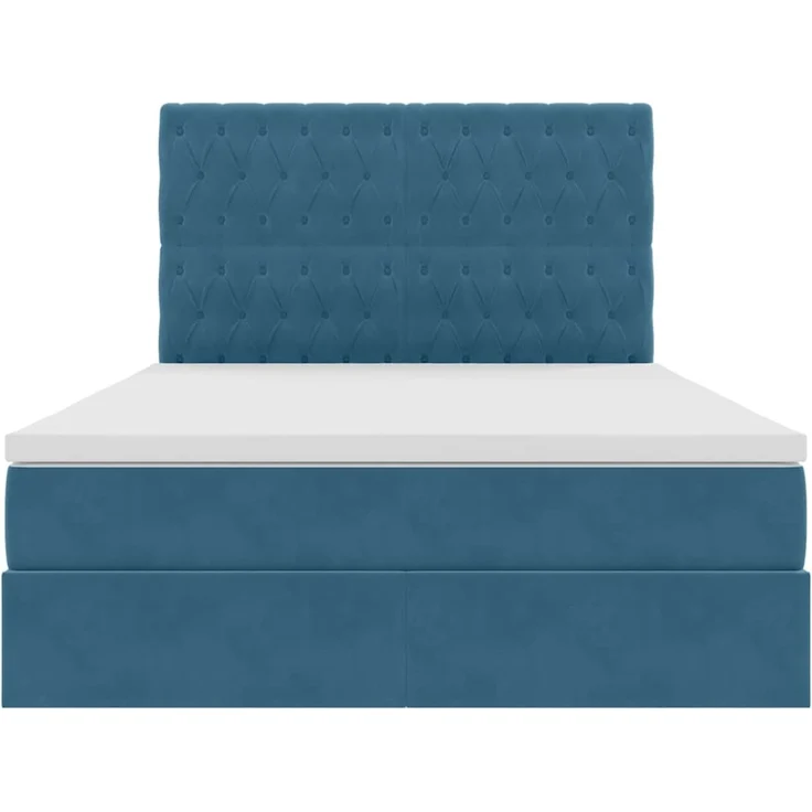 vidaXL Aufbewahrungsbett mit Matratze Dunkelblau 140 x 200 cm Samt 3372097 – Bild 7