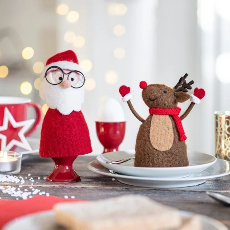 Eierwärmer Filz Weihnachtsmotiv Schneemann mit Schal 12 – Bild 3