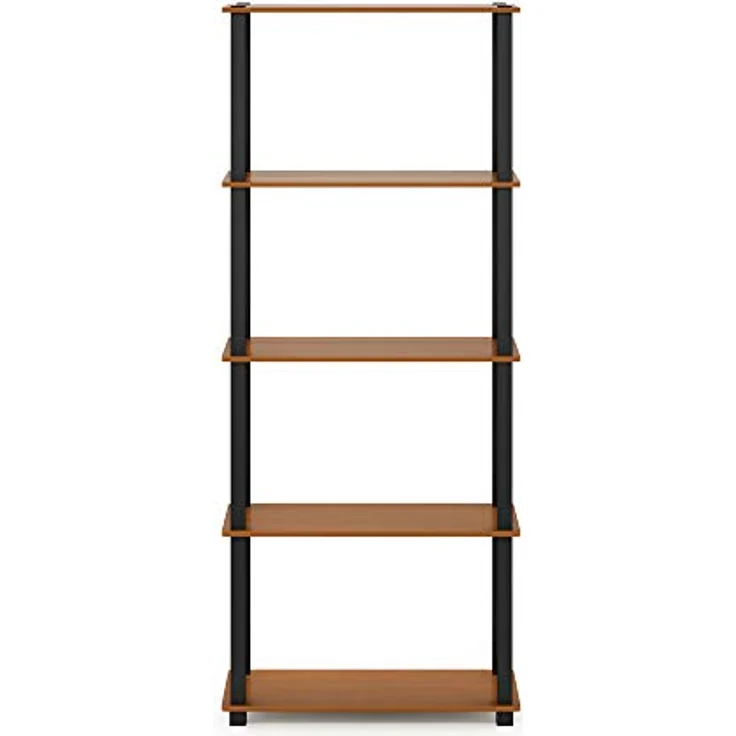 Furinno 5-Ebenen Mehrzweck-Regal mit quadratischen Röhren, holz, Helle Kirsche/Schwarz, 29. 46x59. 94x145. 8 cm – Bild 7
