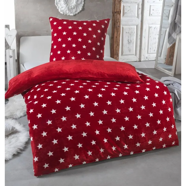 Malika Wendebettwäsche 135x200 + 80x80 cm Cashmere Touch Sterne Bettwäsche, atmungsaktiv, Mikrofaser, 2 teilig, Für Allergiker geeignet, pflegeleicht, angenehm weicher Stoff