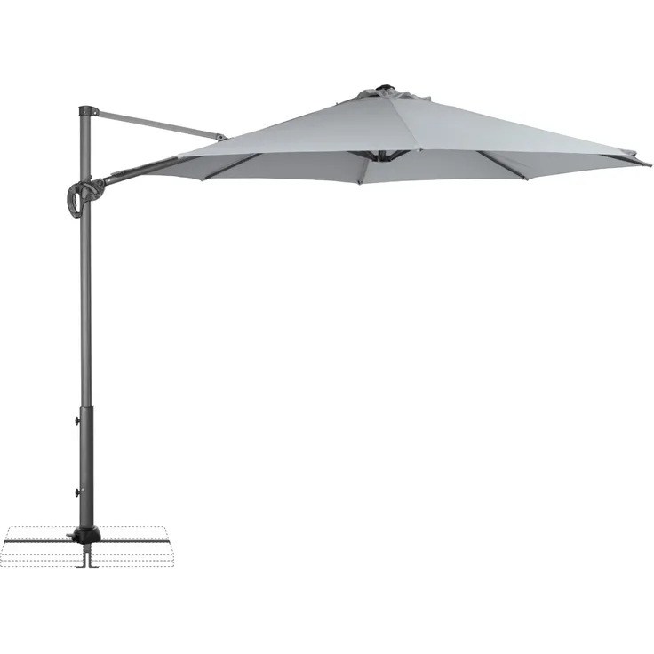 Derby by Doppler Sonnenschirm / Ampelschirm "Ravenna Smart 300", inkl. Standkreuz, grau, Ø 300 cm