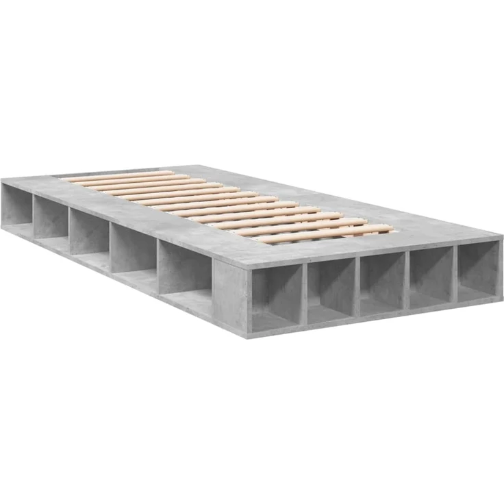 vidaXL Bettgestell Betongrau 90x200 cm Holzwerkstoff 3280520 – Bild 3