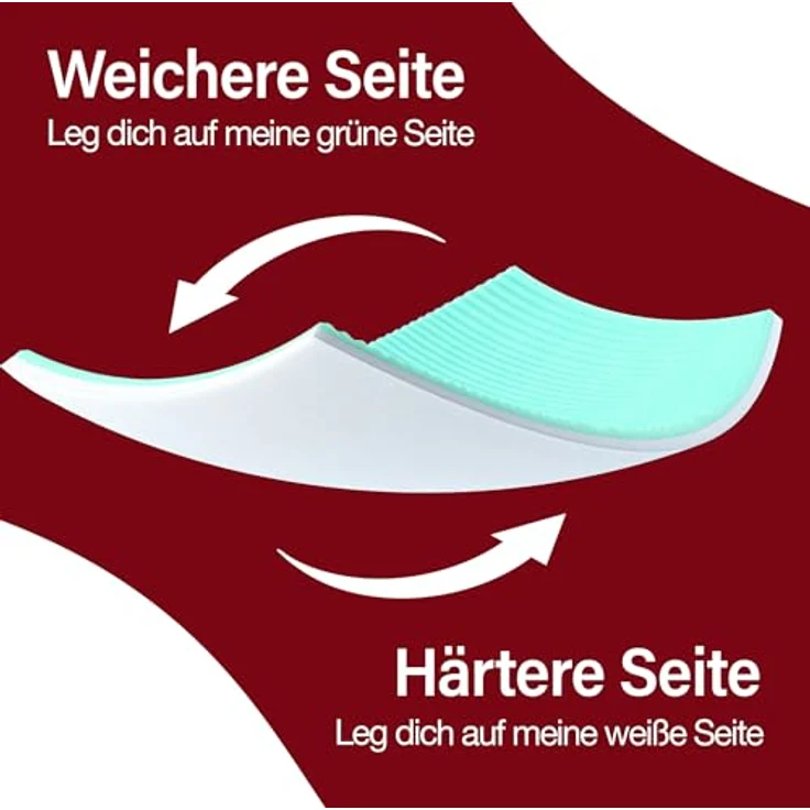 EVAN BROWNS Matratzentopper DUO, 7-Zonen Komfort 80 x 200 cm, 7 cm hoch, Memory Foam, wahlweise H2/H3, waschbarer Bezug – Bild 6