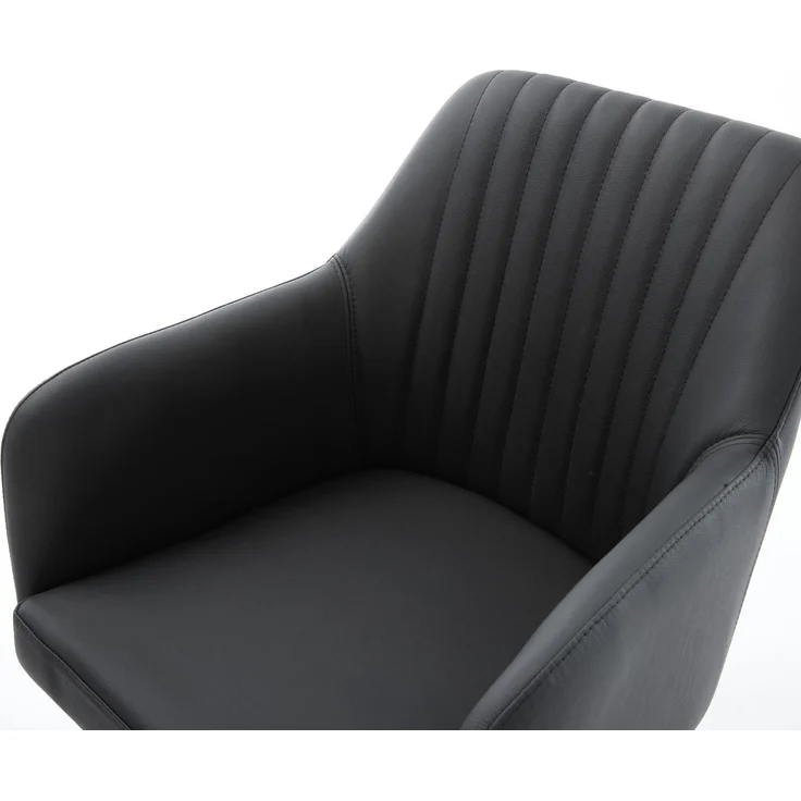Freischwinger Greg-Flex Echt-Leder Schwarz Freischwinger flach Graphit Taschenfederkern – Bild 4